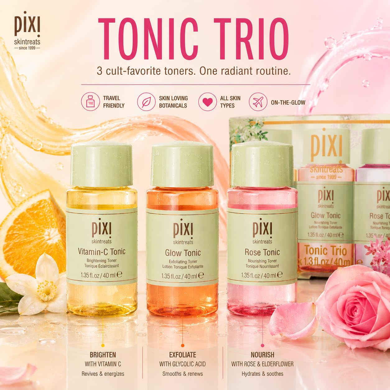 Amazon.com : Pixi Beauty Tonic Trio | Trial Gift Set with 3 Pixi